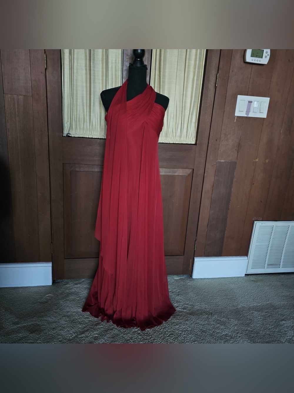 Alex Evenings Crimson Halter Maxi Dress